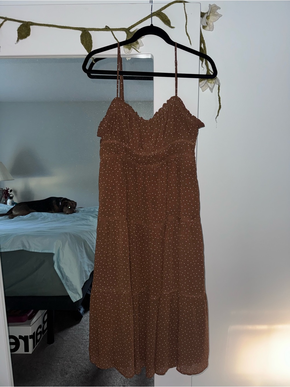Madewell Brown Polka Dot Midi Sundress